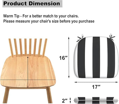 DYTXIII Set of 4 Outdoor Chair Cushions with Ties,Water Repellent Patio Chair Pads 17"x 16" for Outdoor Furniture,Round Corner Seat Cushions for Garden Yard Kitchen Cabana Black