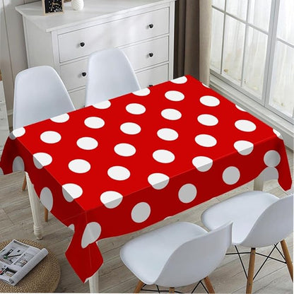 TKS MITLAN Tablecloth Polka Dots Red Table Cloth Rectangle Table 60 x 84 Inch Repeat Round Spots Classic Simple Symmetry Geometric Kitchen Decorations for Home Dinner Party