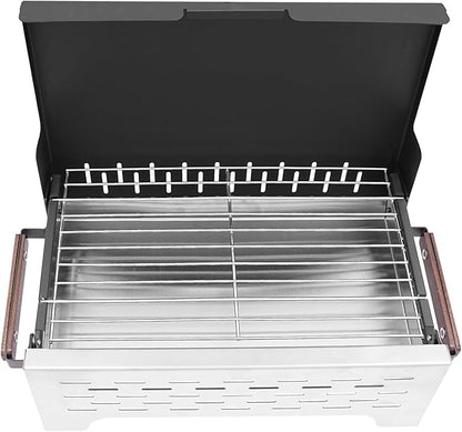 Portable Charcoal Grill, Folding Camping Grills, Barbecue Desk Tabletop Stainless Steel Smoker Outdoor BBQ Grills, Lightweight Barbecue Grill Tools for Outdoor Cooking Camping Picnics Beach