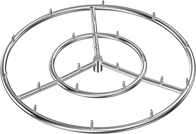 Skyflame 24-Inch Round Stainless Steel Fire Pit Jet Burner Ring | High Flame, 296,000 BTU, 1/2" NPT high-capacity inlet, Without loud whistling, Patio Use