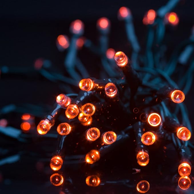 kemooie 500 LED Halloween Lights Outdoor, 164 FT Fairy Lights with 8 Modes | Orange, Timer&Memory Function, Plug in, IP44 Waterproof, Indoor Outdoor Use, Home/Party/Garden/Halloween Decor