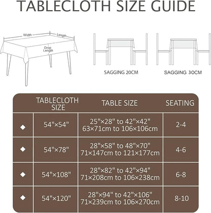 AIRCOWRIE Waterproof Vinyl Tablecloths, Heavy Duty Oil Proof Spill Proof Plastic Table Cloth, Wipe Clean PVC Table Cover for Spring Indoor and Outdoor Use (Brown, 54”×78”, Rectangle)