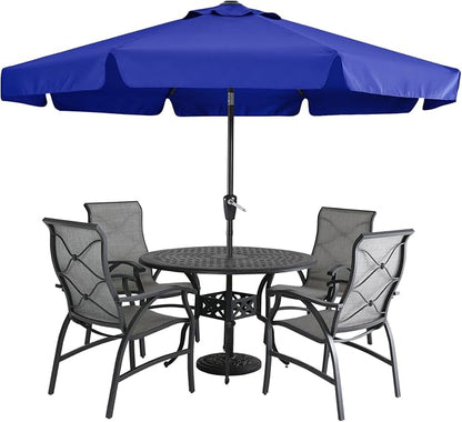 MASTERCANOPY 9ft Patio Umbrella with Valance, Crank & Tilt, Blue | 8 ribs, UV/fade-resist, waterproof, vent, for garden/deck/yard/pool