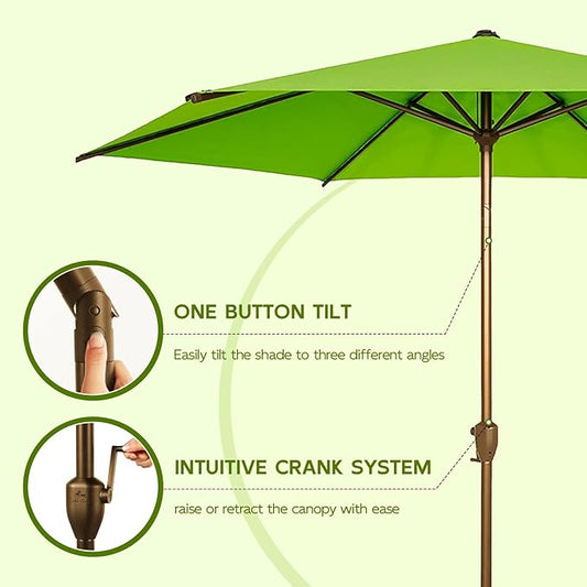 Abba Patio 7.5FT Outdoor Patio Umbrella Outdoor Table Umbrella with Crank Market Umbrella 6 Sturdy Ribs UV Protection Waterproof and Push Button Tilt for Garden Deck Backyard Pool,Apple Green