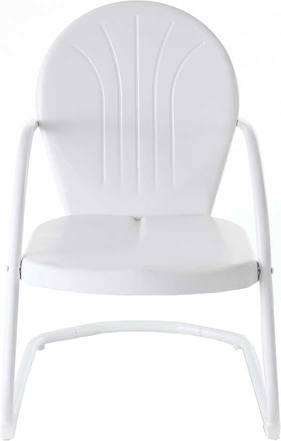 Crosley Furniture Griffith Outdoor Chair, Retro Metal Patio Chairs for Dining, Porch, Deck, Balcony, White