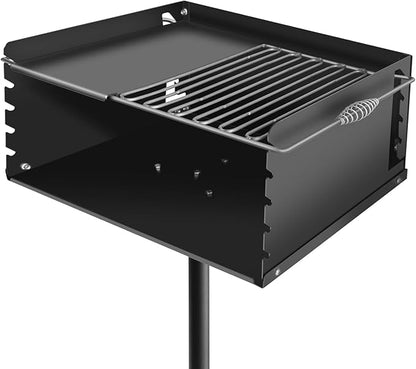 Park Style Charcoal Grill Heavy Duty, Outdoor BBQ Grill with Grate, Commercial Park Grill for Camping, Hotels & Parks, 360 Degree Swivel, Small Charcoal Grills for Outdoor Cooking