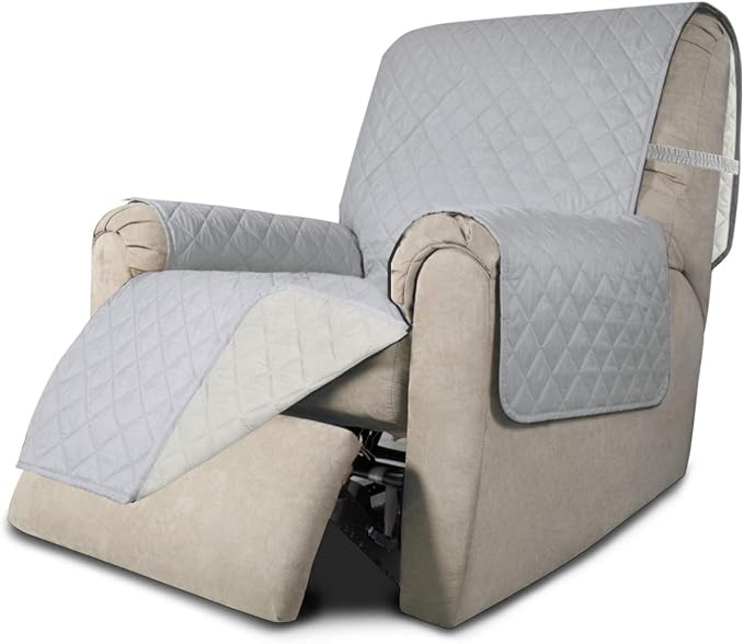 Easy-Going Reversible Couch Cover, Recliner 19 in, Light Gray/Ivory | Machine Washable Slipcover For Dogs, Water Resistant Furniture Mat For Living Room, Non-Slip Sofa Cover, Pet Friendly