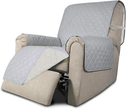 Easy-Going Reversible Couch Cover, Recliner 19 in, Light Gray/Ivory | Machine Washable Slipcover For Dogs, Water Resistant Furniture Mat For Living Room, Non-Slip Sofa Cover, Pet Friendly