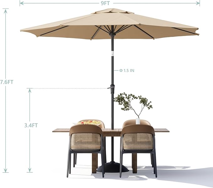 Sannwsg Patio Umbrellas, Pool Umbrella with 8 Sturdy Ribs, Outdoor Umbrella with Push Button Tilt/Crank, Deck Umbrellas, Market Umbrela Table for Backyard, Deck, Garden, Pool