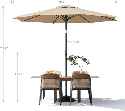 Sannwsg Patio Umbrellas, Pool Umbrella with 8 Sturdy Ribs, Outdoor Umbrella with Push Button Tilt/Crank, Deck Umbrellas, Market Umbrela Table for Backyard, Deck, Garden, Pool