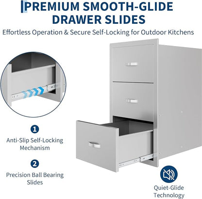 Garvee Outdoor Kitchen Drawers 17"Wx21"Dx30"H, Flush Mount Access BBQ Drawers with full Stainless Steel,Weatherproof & Rust-Resistant,for Outdoor Kitchen Island, Patio Grilling Tools & Spices | Stainless Steel - Weatherproof Rust-Resistant Drawers for ...