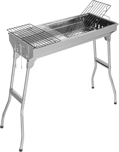 Portable Charcoal Grills, Stainless Steel Folded Camping BBQ Grill, Barbecue Grill Kit for Garden Backyard Party Picnic Travel Home Outdoor Cooking Use