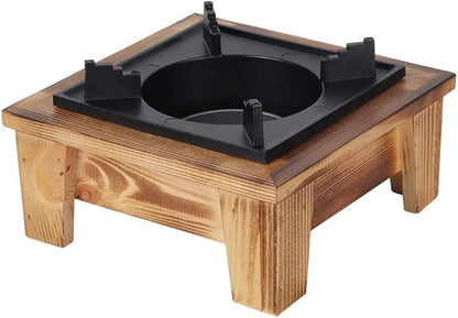 Japanese Barbecue Grill, Mini Portable Barbecue Grill Food Charcoal Stove with Wooden Base Barbecue Stove Kitchen Utensils Outdoor Picnic Cooker