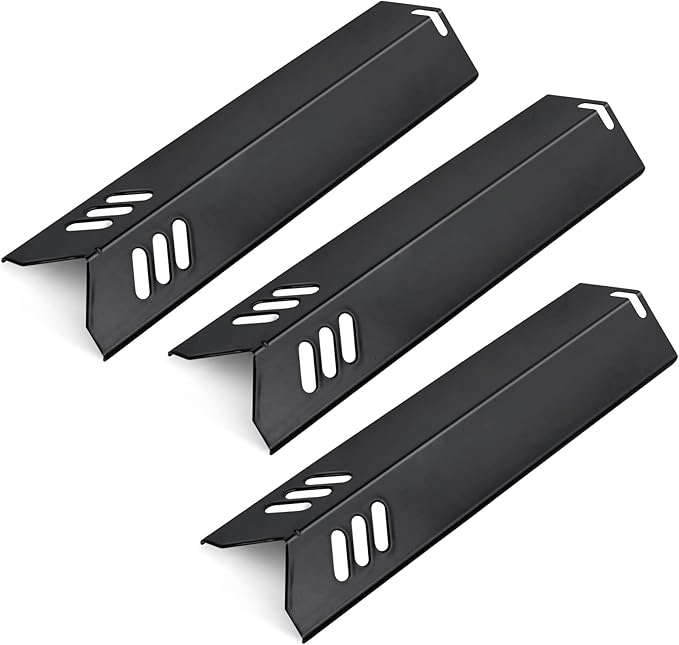 Grill Heat Plates Shield for Revoace Gas Grill GBC1690W GBC1705WV GBC1706W GBC1793W, Backyard Grill BY14-101-001-05 BY16-101-002-06, Uniflame Grill GBC1030WRS GBC1134W Porcelain Burner Covers
