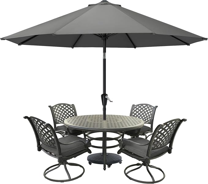 MASTERCANOPY 10ft Patio Umbrella with Tilt & Crank, Dark Gray | 8 sturdy ribs;UV/water resistant;Vent;easy setup;for garden/deck/backyard/pool
