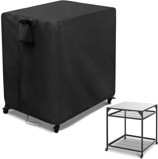 Kingling Outdoor Pizza Oven Table Cover for Ooni Large Table, Waterproof Outdoor Grill Prep Table Cover Pizza Oven Stand Cover - 32''L x 32''W x 35''H(Black)