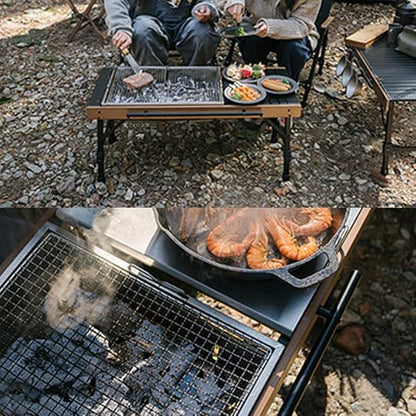 Blackdog Camping Charcoal Grill for IGT Table, Foldable Barbecue Grill, Portable Yakitori Grill for Outdoor Car Camping Cooking Tailgating