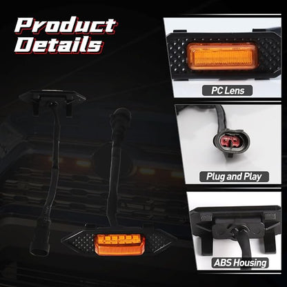 LED Grille Lights For Toyota RAV4 2019-2024 Amber Shell Amber Grill Light 4 Pcs