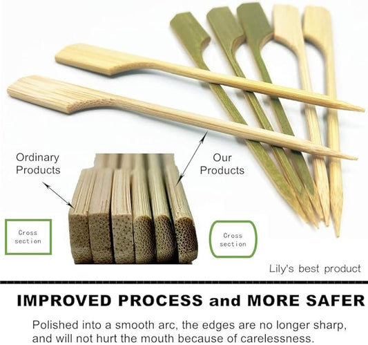 HOPELF 3.5 inch Bamboo Paddle Picks Skewers Toothpicks for Cocktail，Appetizers，Fruit，Sandwich，Barbeque Snacks.Wood pick More Size Choices 3.5''/ 4.7''/ 7''/ 10'' (Pack of 100)