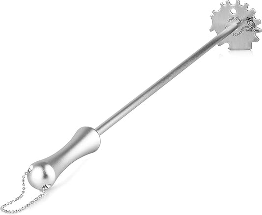 Sage Owl Bristle-Free Stainless Steel BBQ Grill Scraper with 17.5” Handle – Safe Universal Grill Cleaner for Outdoor Grills Barbecue Grilling Tools and Accessories - Gifts for Dad from Daughter