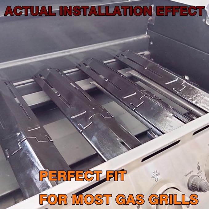 4-Pack Heavy-Duty Grill Heat Plate Replacements – Adjustable 11.5" to 21.5" Length, 3.25" Wide, Porcelain Steel Burner Covers, Heat Tents, Flavorizer Bars, and Flame Tamers for Gas Grills
