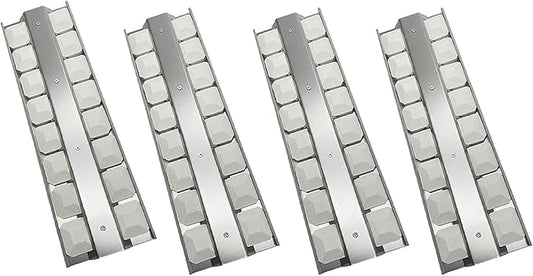032370 Ceramic Briquette Tray 4 Heat Plates, Burner Cover with briquettes Replacement for Viking VGBQ33603RESS, VGBQ53024, VGBQ53624, VGBQ54224 Gas Grill 18" X 5-1/2"