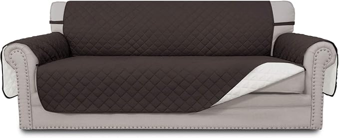 Easy-Going Reversible Couch Cover, 4 Seater Sofa, Chocolate/Ivory | XX-Large Sofa, Washable Slipcover For Dogs, Water Resistant Mat, Living Room, Non-Slip Sofa Cover, Pet Friendly