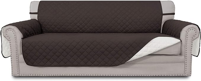 Easy-Going Reversible Couch Cover, 3 Cushion Sofa, X-Large, Chocolate/Ivory | Machine Washable Slipcover For Dogs, Water Resistant Furniture Mat For Living Room, Non-Slip Sofa Cover, Pet Friendly