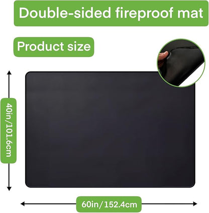 60 x 40 inch Under Grill Mats for Outdoor Grill,Double-Sided Fireproof Deck & Patio Protector, Waterproof & Oil-Proof BBQ Mat for Indoor Fire Pit/Fireplace, Lawn - Heavy-Duty Black Grill Pad