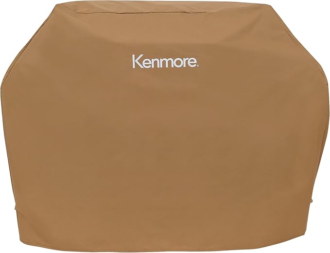 Kenmore 56-Inch Heavy-Duty Grill Cover for Outdoor BBQ Propane Gas Grills, Weather-Resistant, UV- and Fade-Resistant, Universal Fit Cover for 4-Burner Gas Grills, Tan