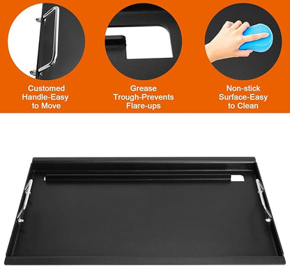 Full-Size Griddle Inserts for Charbroil Performance 5-Burner, Flat Top Griddle for Charbroil Grill 463450022 463451022 463448021 463449021 463455021 463458021, Replace for G426-0004-W1 G426-0005-W1