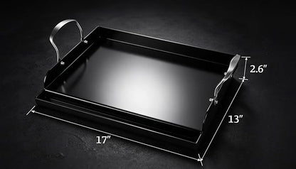 Nonstick Nanoceramic Griddle Plate, Pre-Seasoned Heavy-Duty Flat Top Insert, Universal Outdoor Cooking Griddle for Gas Grill/Charcoal/Gas Stove, Camping, Tailgating, Parties & Backyard BBQ, 17"x13"