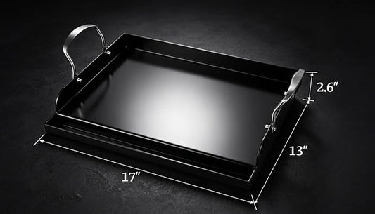 Nonstick Nanoceramic Griddle Plate, Pre-Seasoned Heavy-Duty Flat Top Insert, Universal Outdoor Cooking Griddle for Gas Grill/Charcoal/Gas Stove, Camping, Tailgating, Parties & Backyard BBQ, 17"x13"