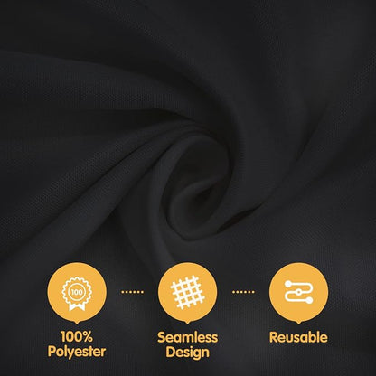 BRILLMAX 10 Pack Black Tablecloths 70x120 Inch for 6-8ft Rectangle Tables | 150 GSM Polyester Fabric, Universal Fit, Water, Stain & Wrinkle Resistant Cloth Cover for Wedding Reception Banquet Party