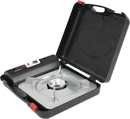 Black Butane Camping Stove with Storage Case, Portable Outdoor Camping Stove for Picnic Backpacking Backyard Cooking