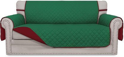 Easy-Going Reversible Couch Cover, 2 Cushion Sofa, Green/Christmas Red | Oversized Loveseat Slipcover For Dogs, Water Resistant Mat, Living Room, Non-Slip Sofa Cover, Pet Friendly