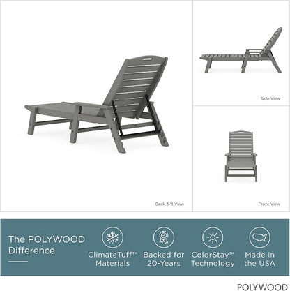 POLYWOOD NCC2280GY Nautical Arms Chaise, Slate Grey