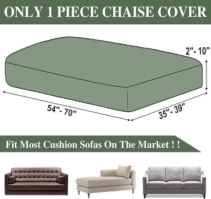 LA MEACK Couch Cushion Cover Chaise Lounge Cover Washable Separate Seat Chaise Couch Cover Stretch Sectional Sofa Slipcover(1 Piece for Chaise or Sofa 3-Seater, Green)
