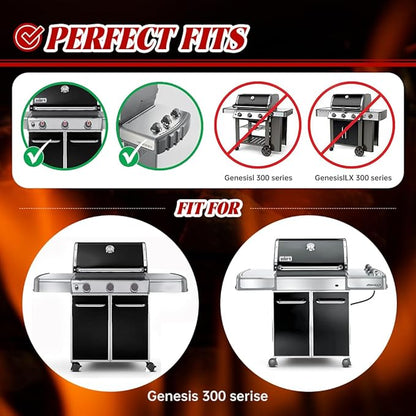 7620 7621 Flavorizer Bars for Weber Genesis 300 Series, E310, S310, E320, E330, S330, EP310, EP320, EP330 Grill with Front-Mounted Control (Cast Iron, 7524-2)