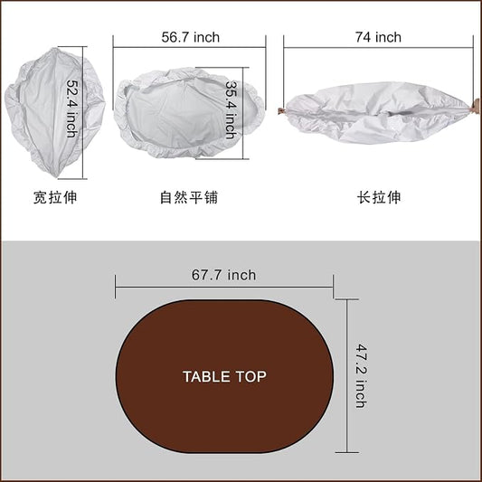 LIBERECOO Oval Fitted Vinyl Tablecloth - Black Wood - Fits 48 x 68 Inch Oval Table - Waterproof, Elastic Edged for Secure Fit, Easy to Clean Plastic Table Cover