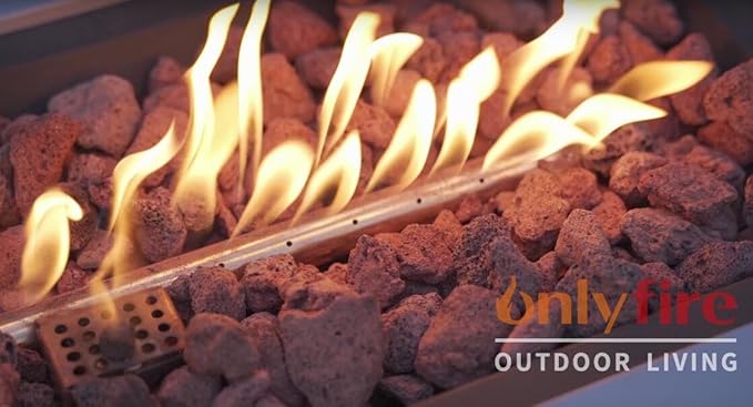 Premium 60” Outdoor Fire Pit Table with Lava Rocks & 12FT Hose, Large Propane Gas Fire Table, Smokeless Fireplace 60,000BTU for Backyard Patio Villa Bonfire Party, FP014