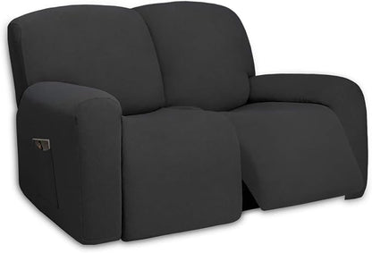 PureFit Super Stretch Loveseat Recliner Sofa Couch Cover with Pocket | 2 Seats Non Slip Soft Sofa Slipcover, Washable Reclining Furniture Protector for Kid,Pets (Recliner Loveseat, Dark Gray)