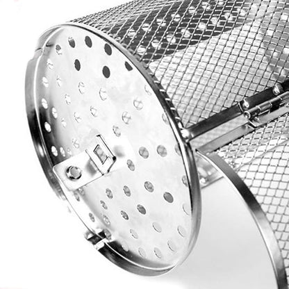 Air Fryer Rotisserie Basket, Stainless Steel Drum for 1/4 in Rod | Fits wings, fries, vegetables, nuts, and coffee beans; locking door keeps food contained while tumbling