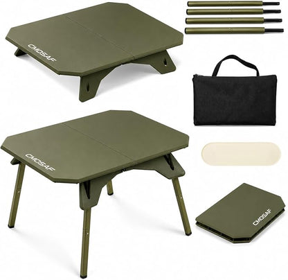 2-in-1 Tactical Camping Table with Adjustable Height | Collapsible Table Lightweight with Carry Bag for Camping, Travel expeditions, Hiking, Picnics, BBQs & Beach Trips