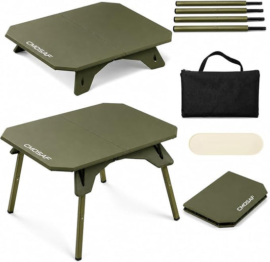 2-in-1 Tactical Camping Table with Adjustable Height | Collapsible Table Lightweight with Carry Bag for Camping, Travel expeditions, Hiking, Picnics, BBQs & Beach Trips