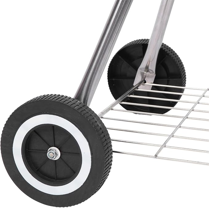 18" Portable Charcoal Grill with Wheels and Storage Holder, Barbecue Grills Steel BBQ Grill for Garden Party Picnic Hiking Travel Backyard Cooking, Easy to Assemble, Asadores de Carbon (Black)