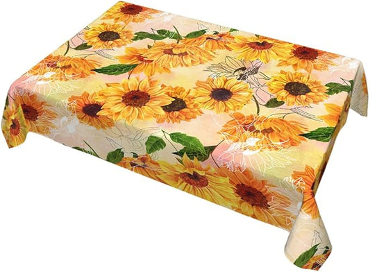 Decorative Rectangle Table Cloths Yellow Sunflower Watercolor Vintage Floral Tablecloth Table Cover for Dining/BBQ/Picnic/Coffee Table 52 X 70 Inches, Tbcth-014, GSRY-TB-HY0418-00134