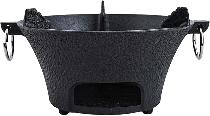 Cast Iron Charcoal Stove With Thickened Base For Even Heat, Portable Korean Cooktop And Japanese BBQ Grill For Outdoor Camping Or Picnic Cooking(19.5cm)