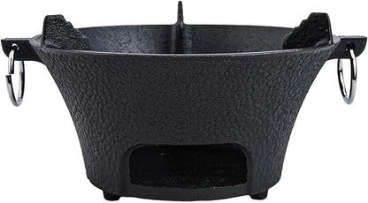 Cast Iron Charcoal Stove With Thickened Base For Even Heat, Portable Korean Cooktop And Japanese BBQ Grill For Outdoor Camping Or Picnic Cooking(19.5cm)