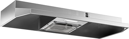 FIREGAS Range Hood 36 inch Under Cabinet, Ducted/Ductless Convertible Kitchen Hood, Stainless Steel Stove Vent Hood with LED Light, 2 Speed Exhaust Fan, Silver